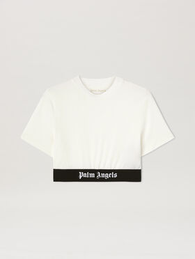 PALM ANGELS Classic Logo Tape Crop Tee Off White Bla OFF WHITE BLACK PWAA067C99JER001