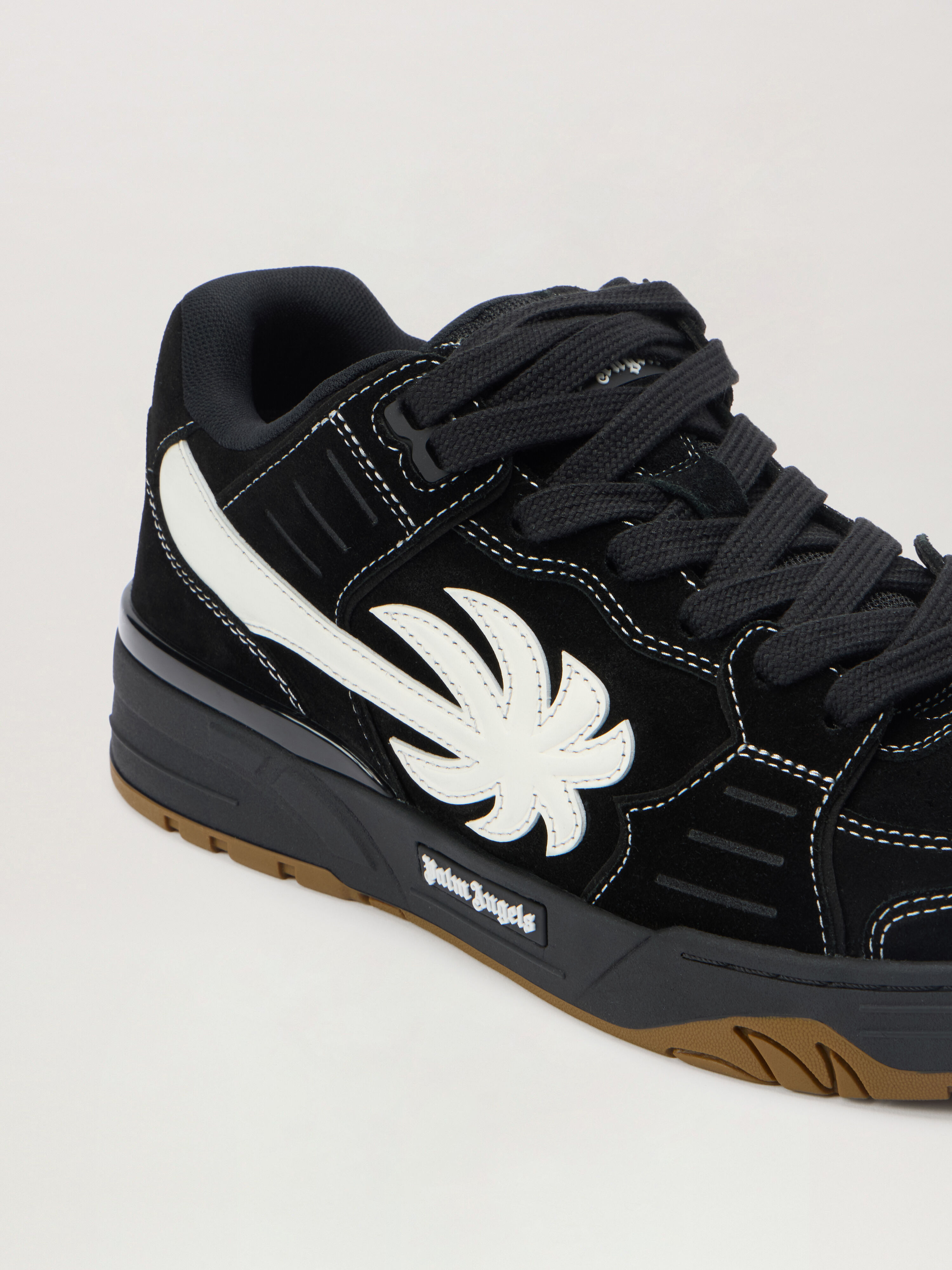 PALM ANGELS Venice Sneakers Suede BLACK - WHITE PMIA101F25LEA003