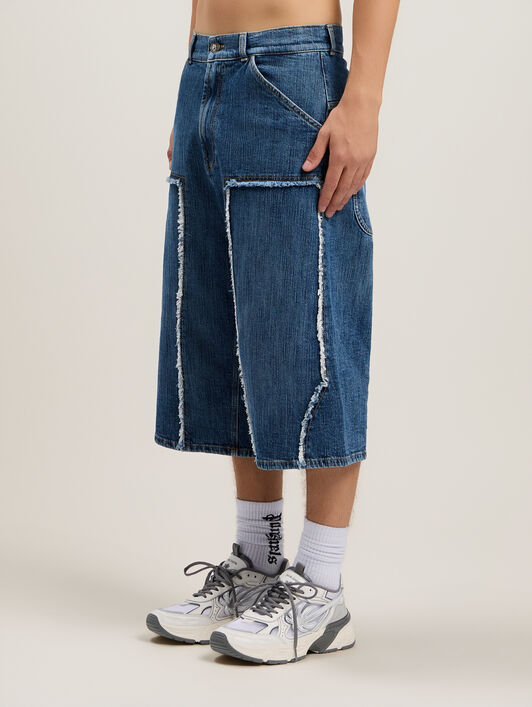 PALM ANGELS Curved Logo Skater Shorts MEDIUM BLUE MEDIUM BLUE PMYC00AS26DEN002