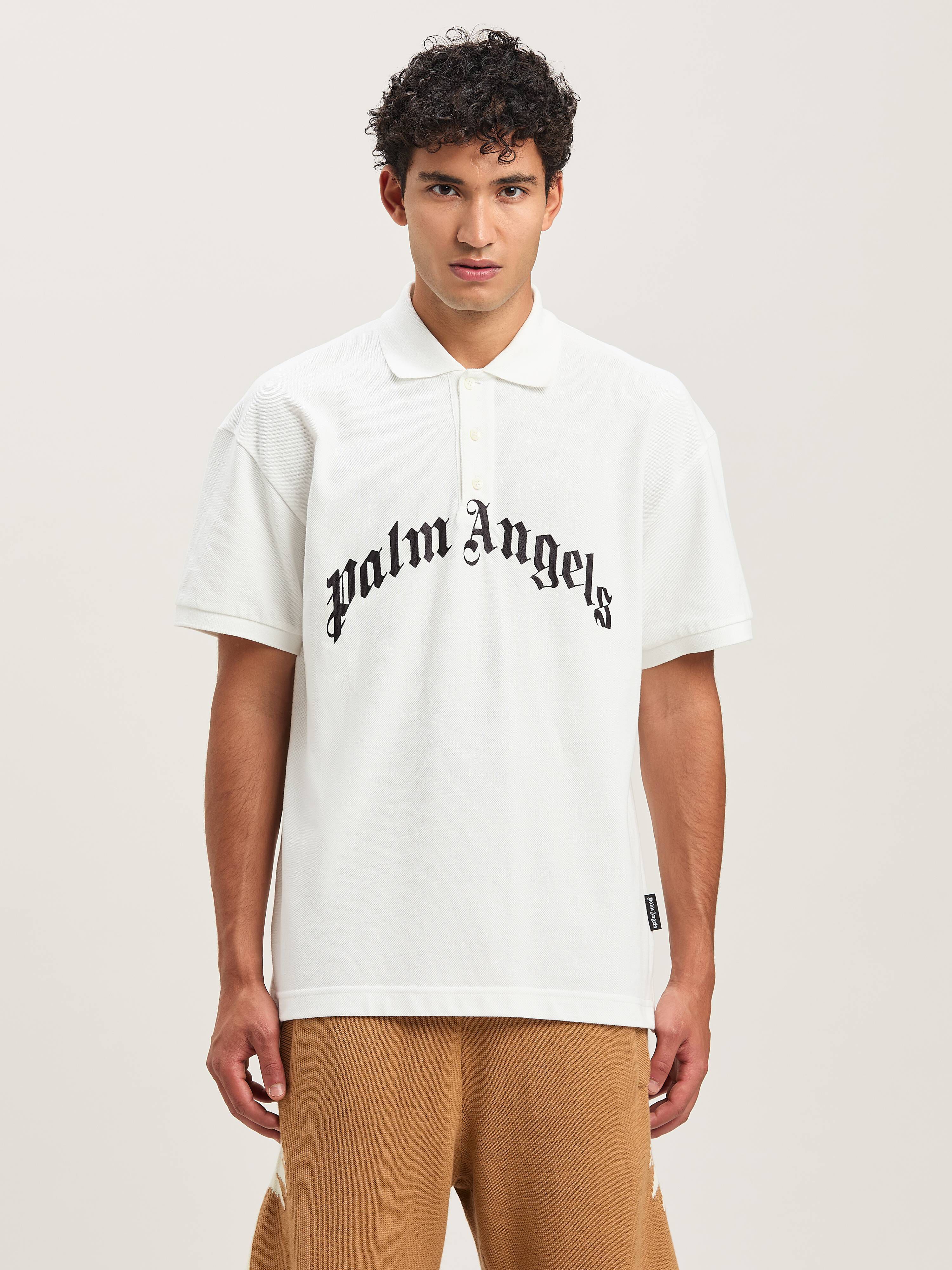PALM ANGELS  Poloshirt mit geschwungenem Logo OFF WHITE - BLACK PMGB012S25FAB003