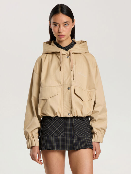 PALM ANGELS Palm Sway Loose Windbreaker KAKI - KAKI PAWEB03F26FB01