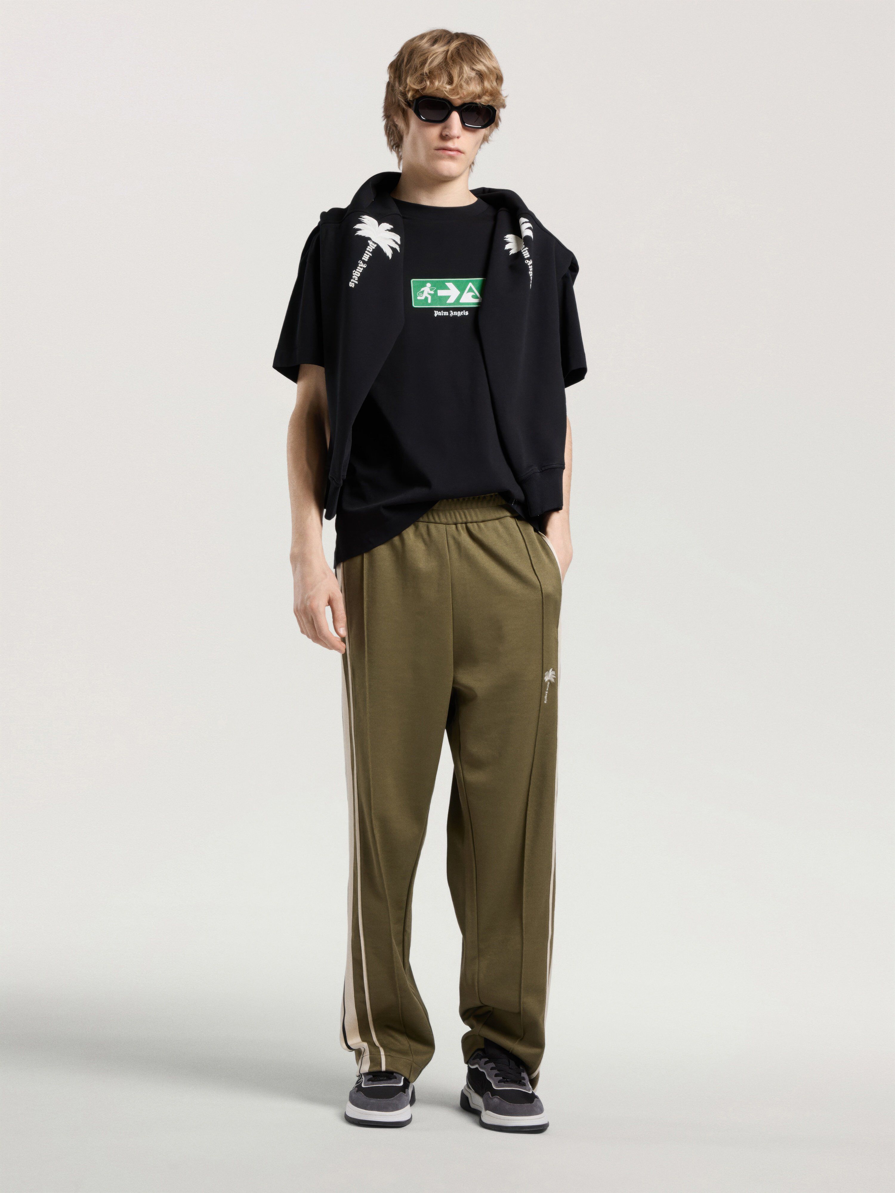 Street Signals Regular T-Shirt PALM ANGELS Street Signals Regular T-Shirt BLACK - GREEN PAMAA01W26JR09