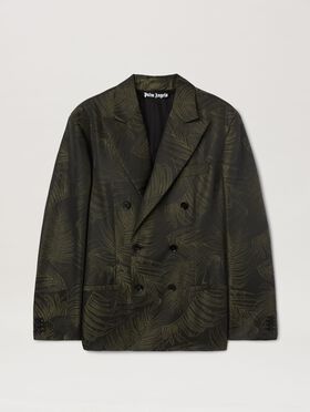 PALM ANGELS  Palm jacquared blazer IVORY - BLACK PMAA001S25JER007