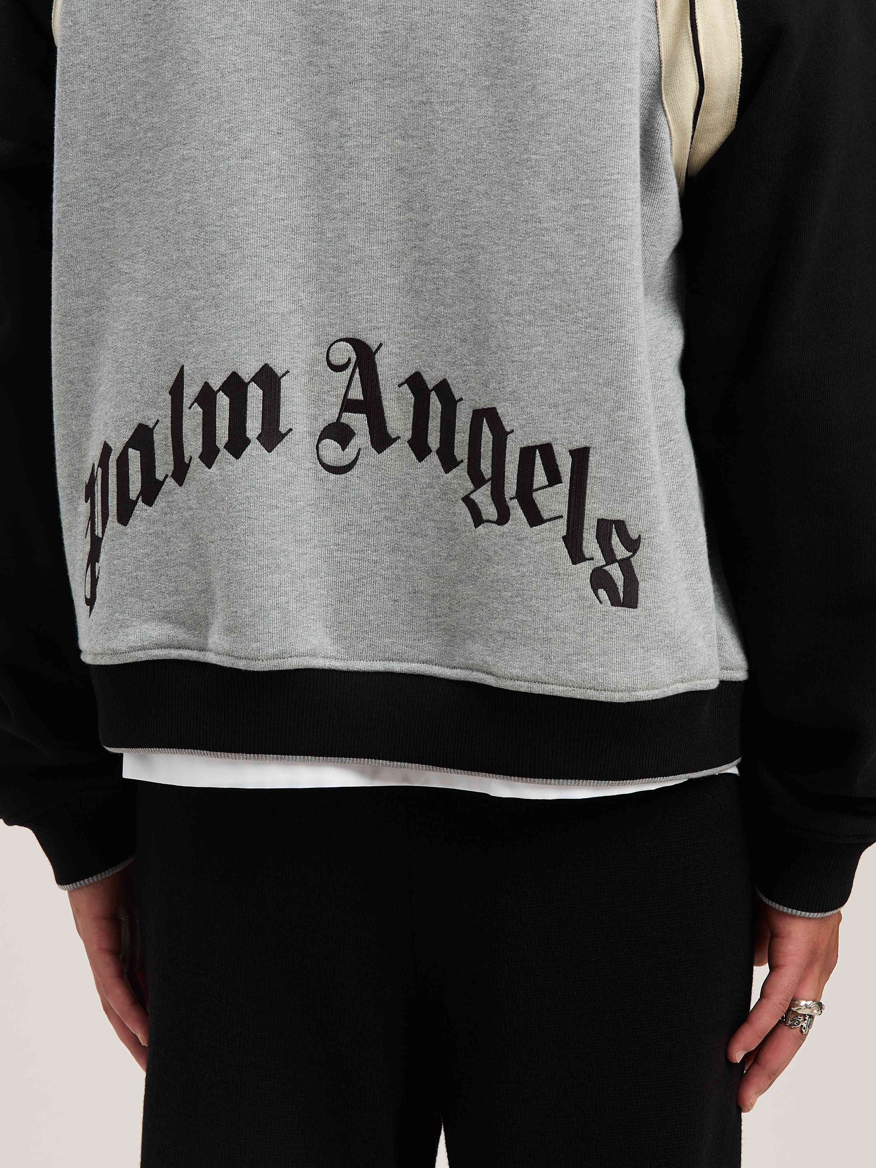 PALM ANGELS  Curved Logo Varsity Jacket GREY MELANGE - BLACK PMEK010S25FAB001