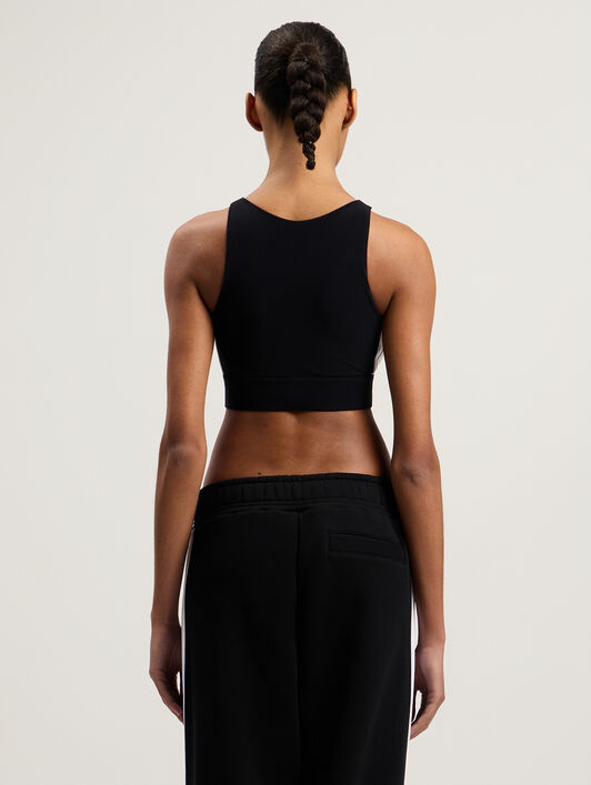 PALM ANGELS Training Track Top BLACK WHITE PWVO001C99FAB002