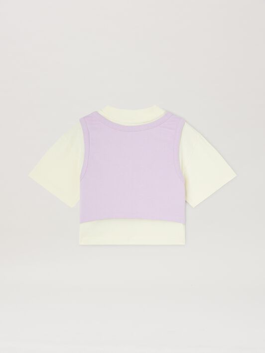 PALM ANGELS  Double Logo Tank T-shirt BUTTER LIGHT VIOLET PGAA014S25JER001