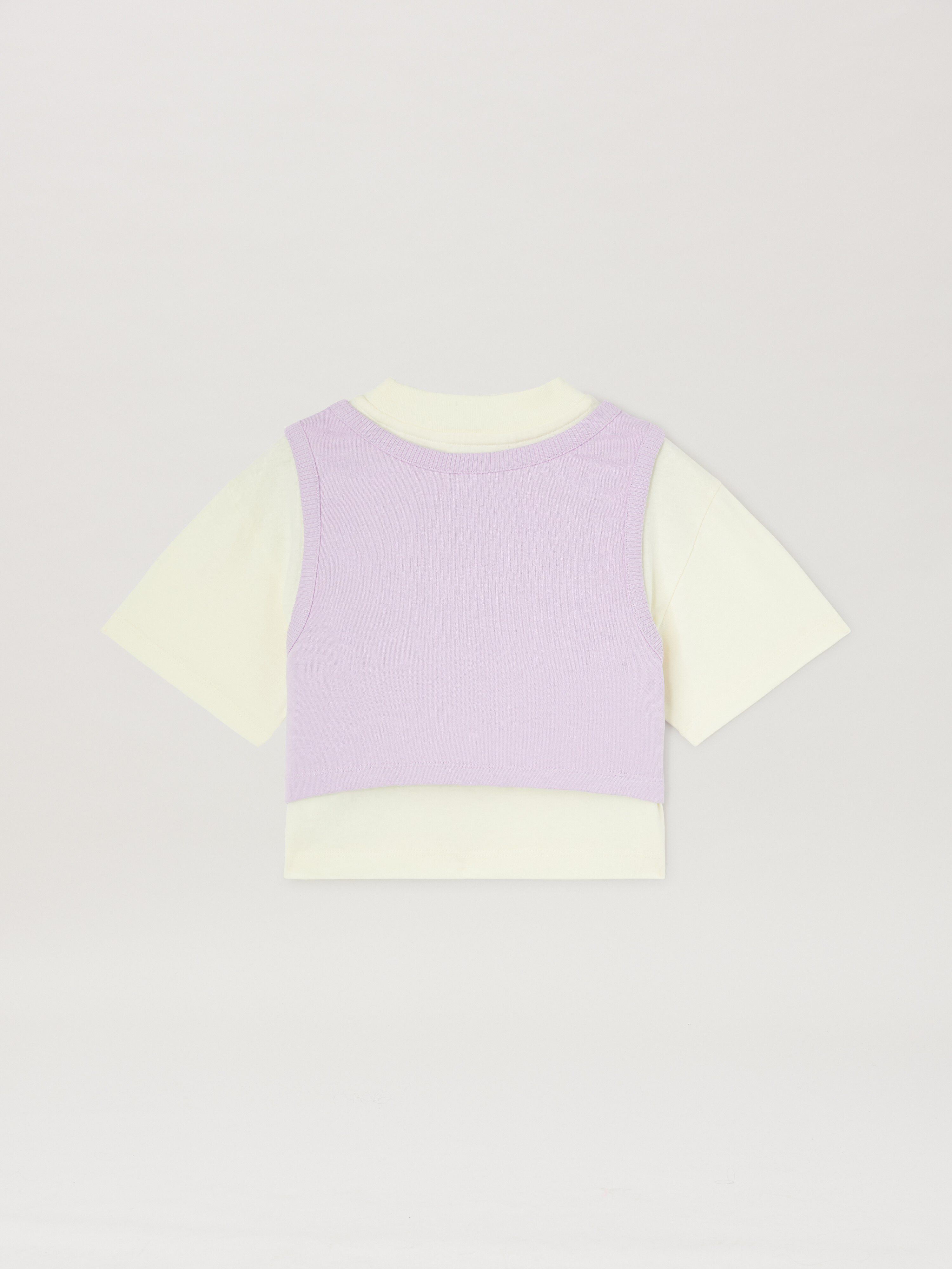 PALM ANGELS  Double Logo Tank T-shirt BUTTER LIGHT VIOLET PGAA014S25JER001