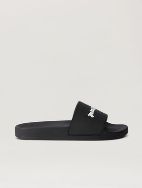 PALM ANGELS Classic Logo Sliders BLACK WHITE PMIC017S26MAT004