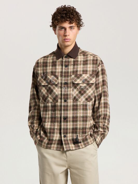 PALM ANGELS Surfer Dream Check Loose Shirt MULTICOLOR - BLACK PAMGE05F26FB02