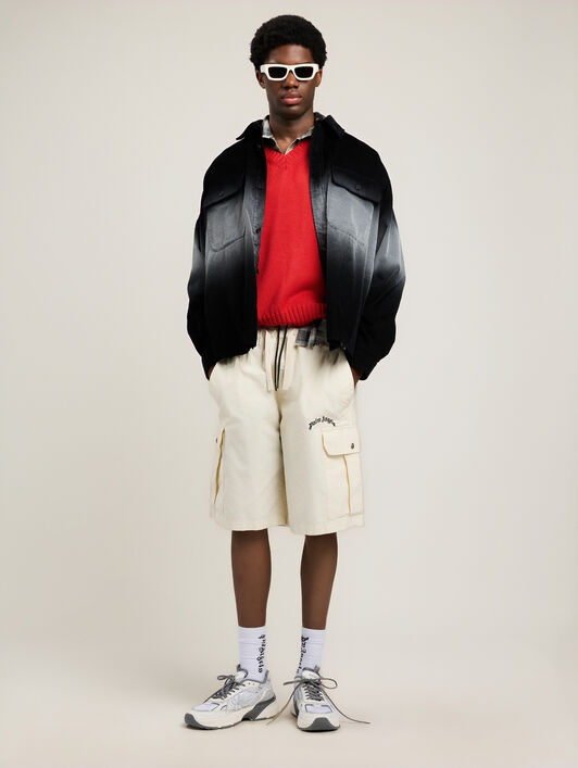 PALM ANGELS Classic Logo Loose Overshirt BLACK OFF WHITE PMES024S26FAB001