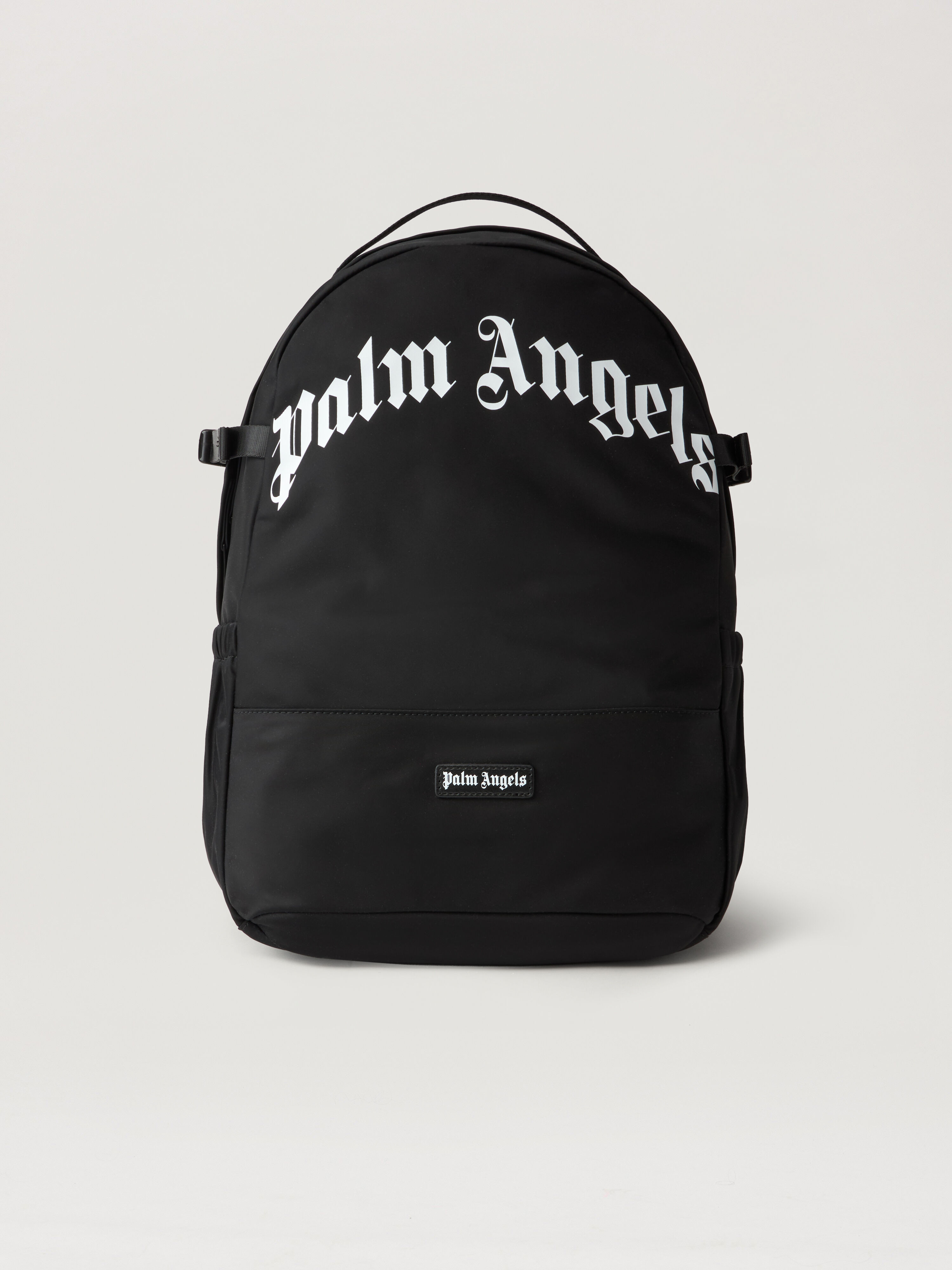 Curved Logo Backpack in BLACK WHITE for Men | Palm Angels®