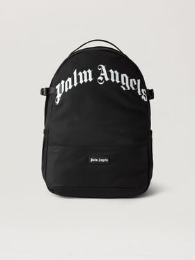 PALM ANGELS Curved Logo Backpack BLACK WHITE PMNB02IS26FAB001