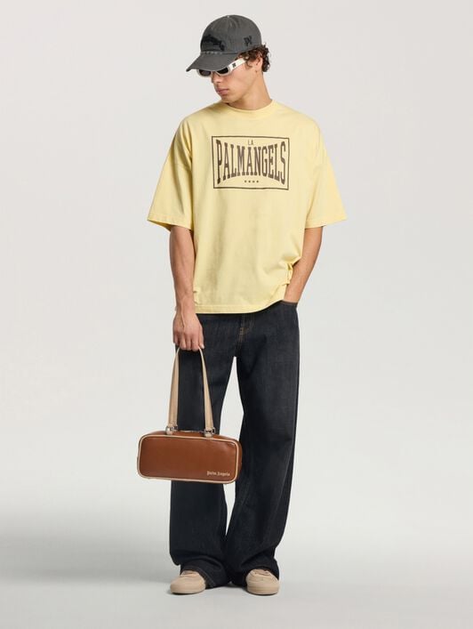 Vintage Box Logo Loose T-Shirt PALM ANGELS Vintage Box Logo Loose T-Shirt LIGHT YELLOW - BROWN PAMAA03F26JR04