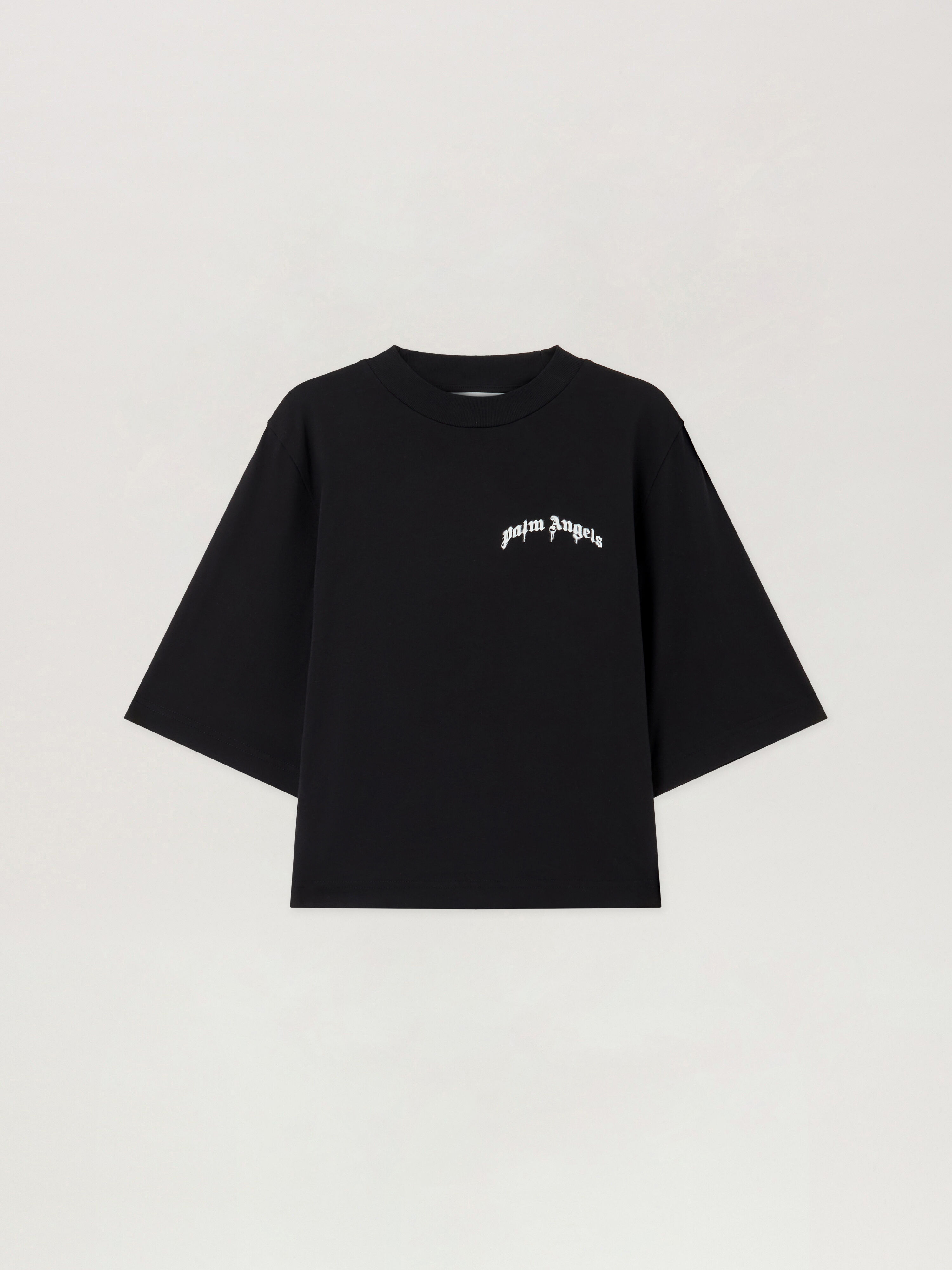 Mini Curved Logo Boxy T-Shirt in BLACK OFF WHITE for Women | Palm