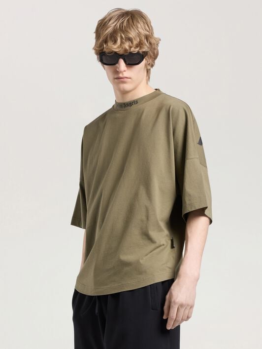 Classic Logo Oversized T-Shirt PALM ANGELS Classic Logo Oversized T-Shirt OLIVE GREEN - BLACK PAMAA05F26JR02