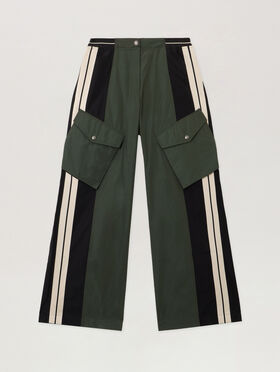 PALM ANGELS Colorblock Cargo Pants FOREST GREEN - BLACK PWCF019F25FAB001