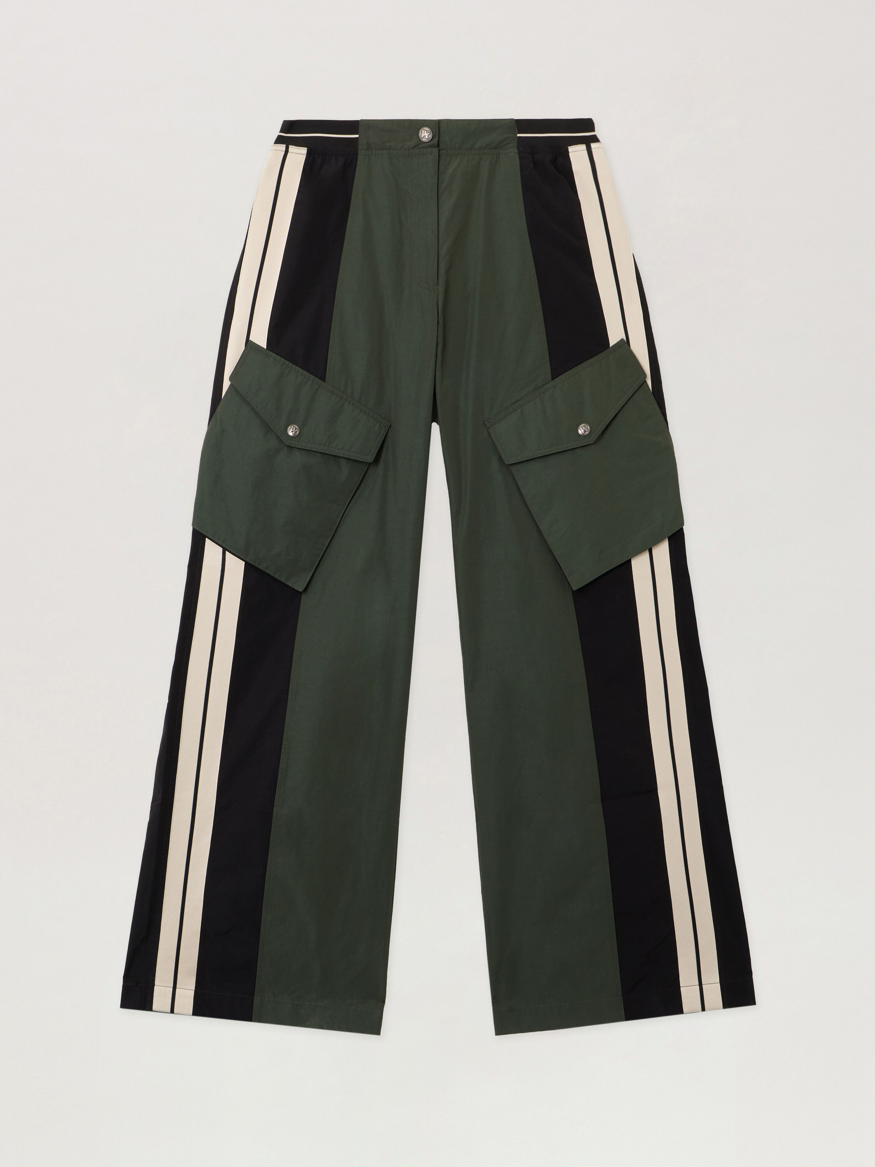 Colorblock Cargo Pants PALM ANGELS Colorblock Cargo Pants FOREST GREEN - BLACK PWCF019F25FAB001