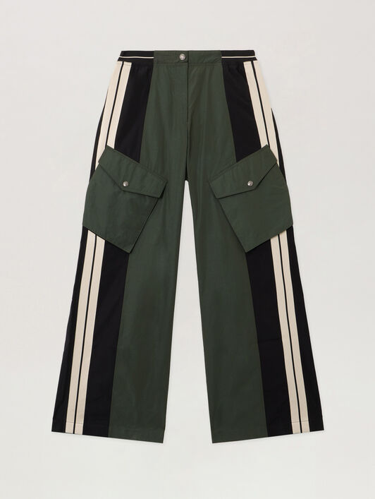 Colorblock Cargo Pants PALM ANGELS Colorblock Cargo Pants FOREST GREEN - BLACK PWCF019F25FAB001
