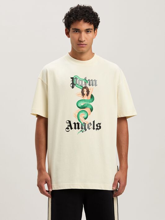 PALM ANGELS  Pin up T-shirt AVORIO - NERO PMAA001S25JER007