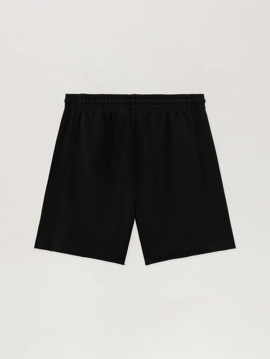 PALM ANGELS Pantaloncini Della Tuta Palm Type BLACK - OFF WHITE PAMCV03F26FL01
