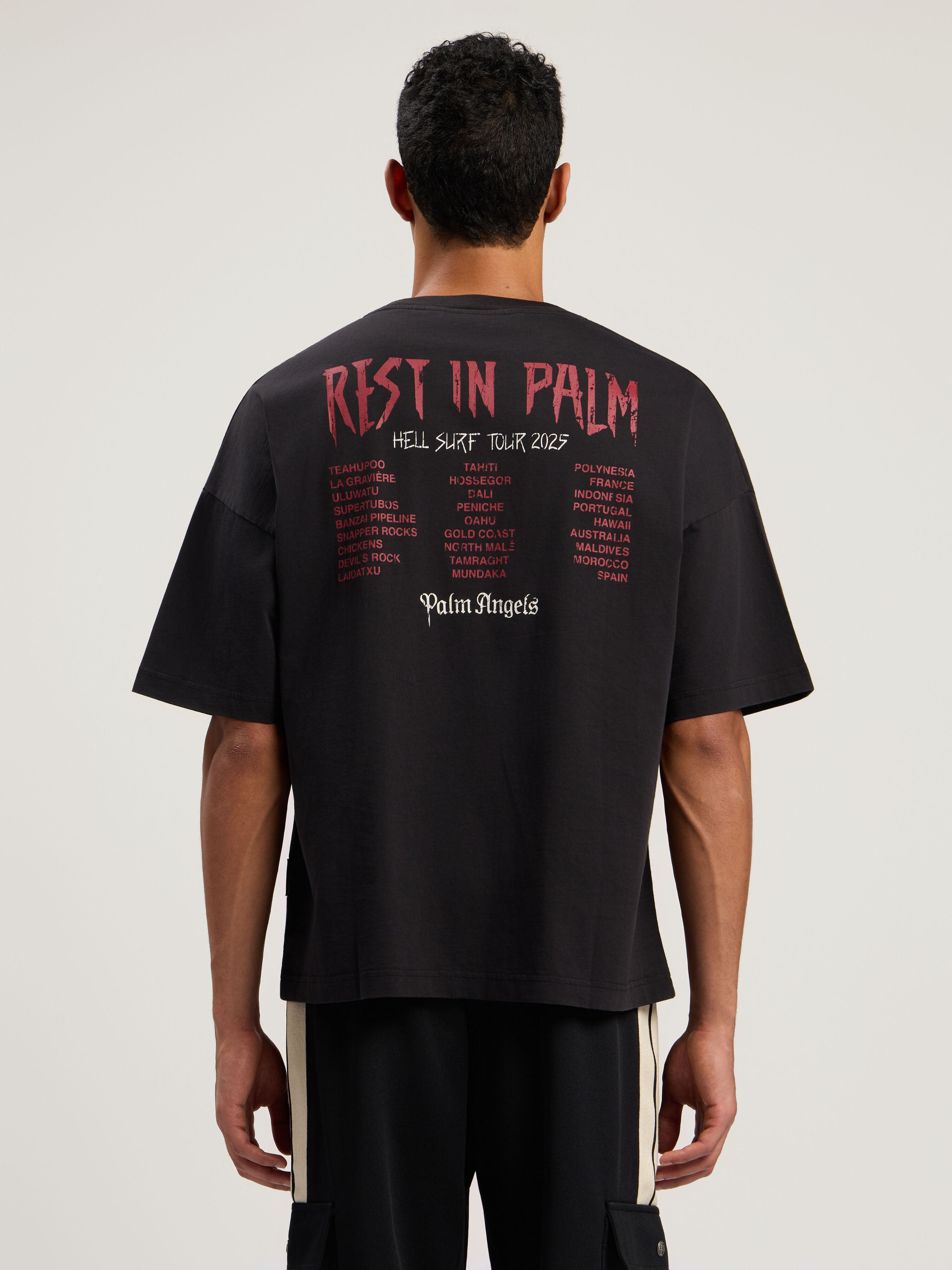PALM ANGELS Rest In Palm Loose T-Shirt BLACK - MULTICOLOR PMAA10DF25JER006