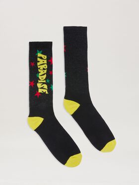 PALM ANGELS  Paradise socks BLACK - YELLOW PMRA001S25FAB002
