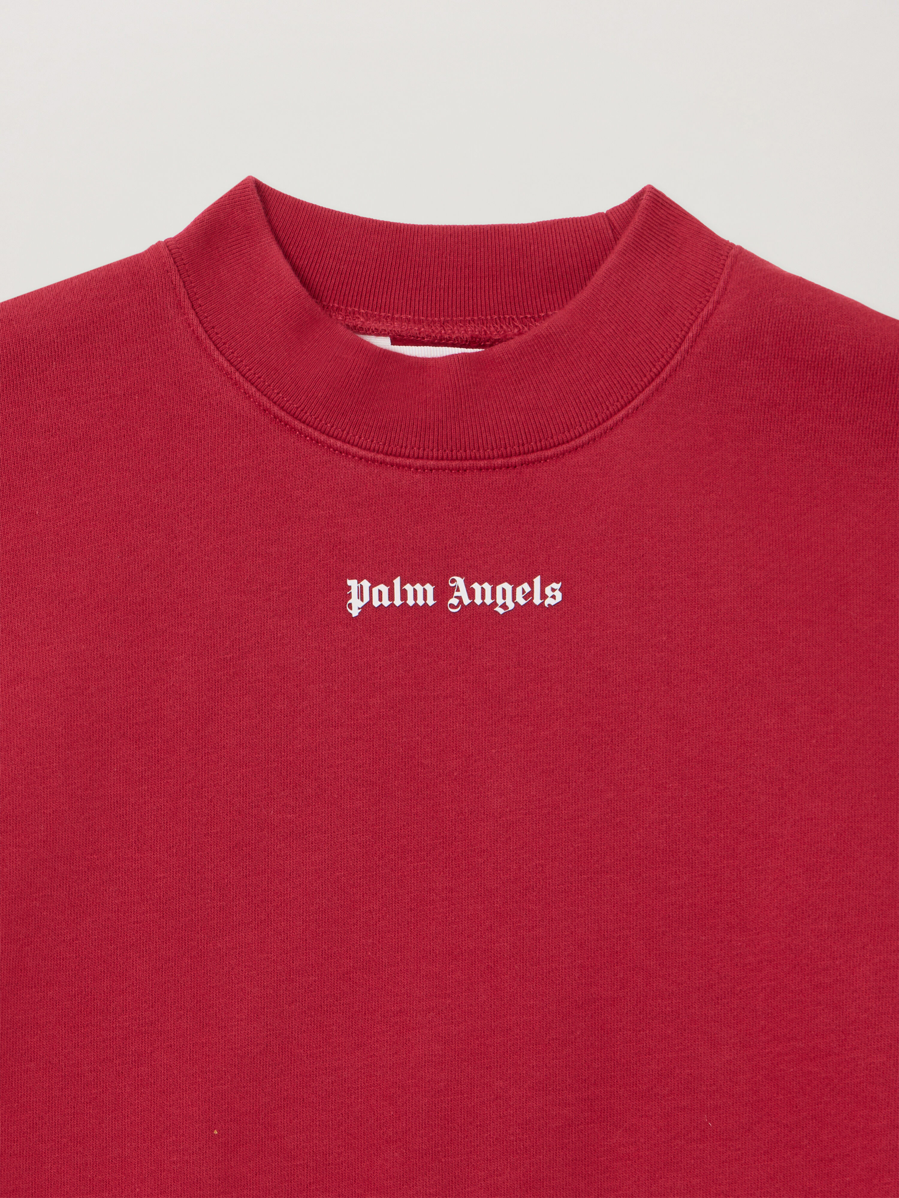 PALM ANGELS Pa Stripes Hybrid Sweat Crew BRICK RED - OFF WHITE PGBA016F25FLE001