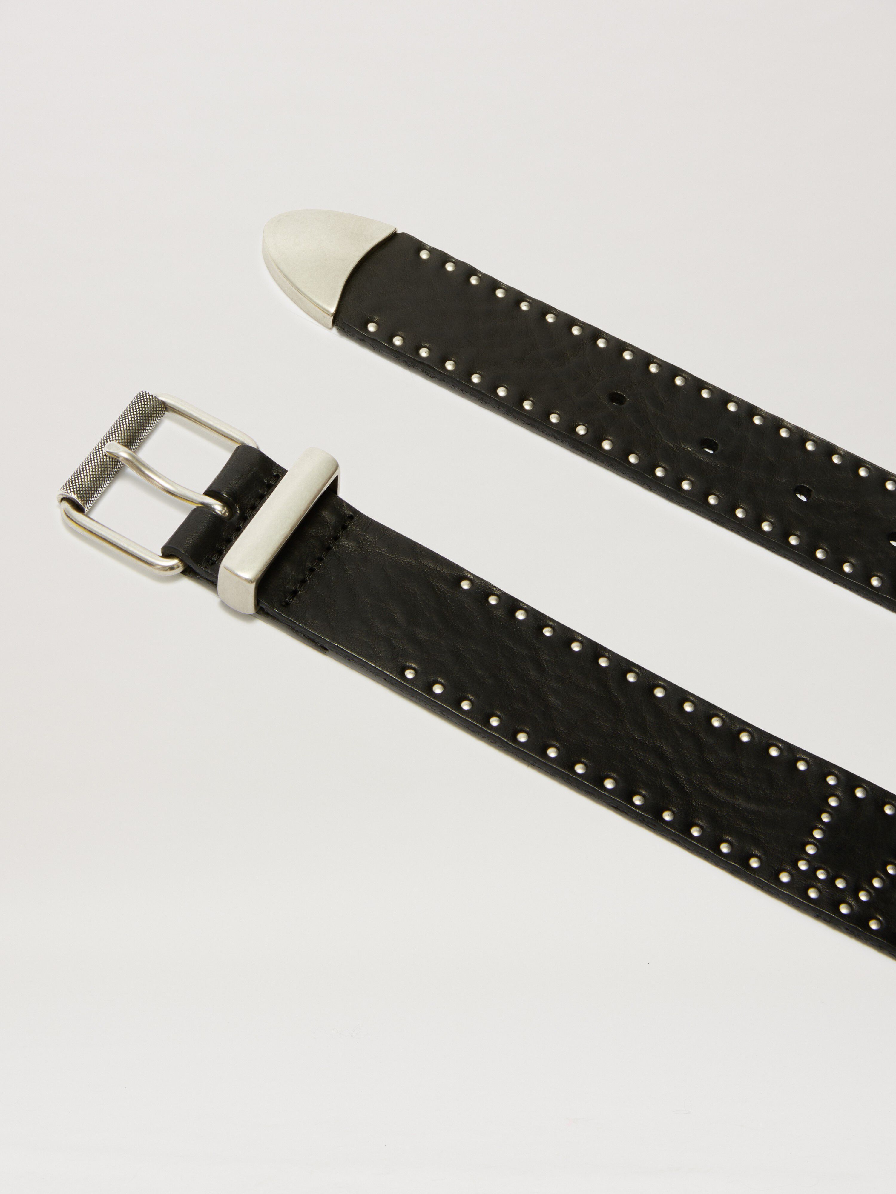 PALM ANGELS  Studs Logo belt BLACK/SILVER PMRB035S25LEA001