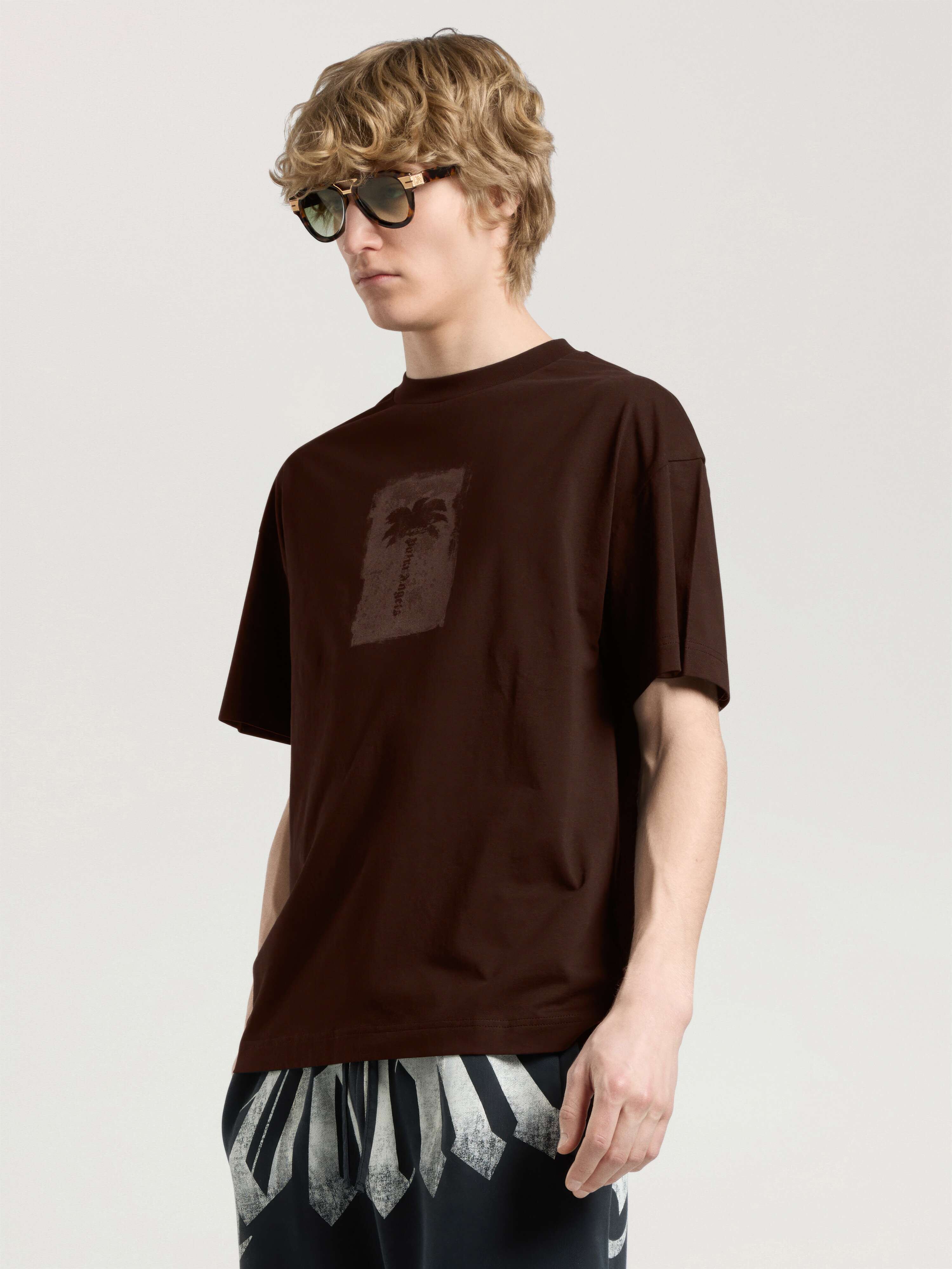 Brushed Palm Tree Regular T-Shirt PALM ANGELS Brushed Palm Tree Regular T-Shirt BROWN - KAKI PAMAA01W26JR19