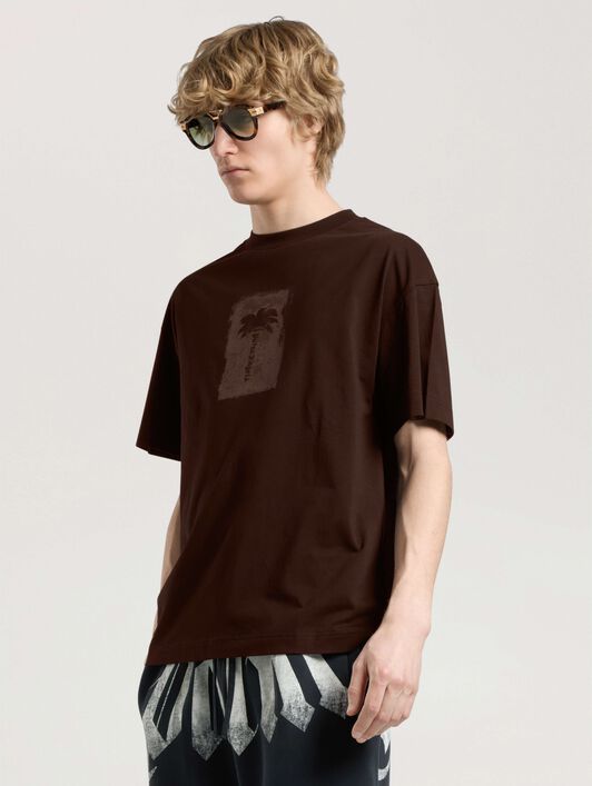 Brushed Palm Tree Regular T-Shirt PALM ANGELS Brushed Palm Tree Regular T-Shirt BROWN - KAKI PAMAA01W26JR19