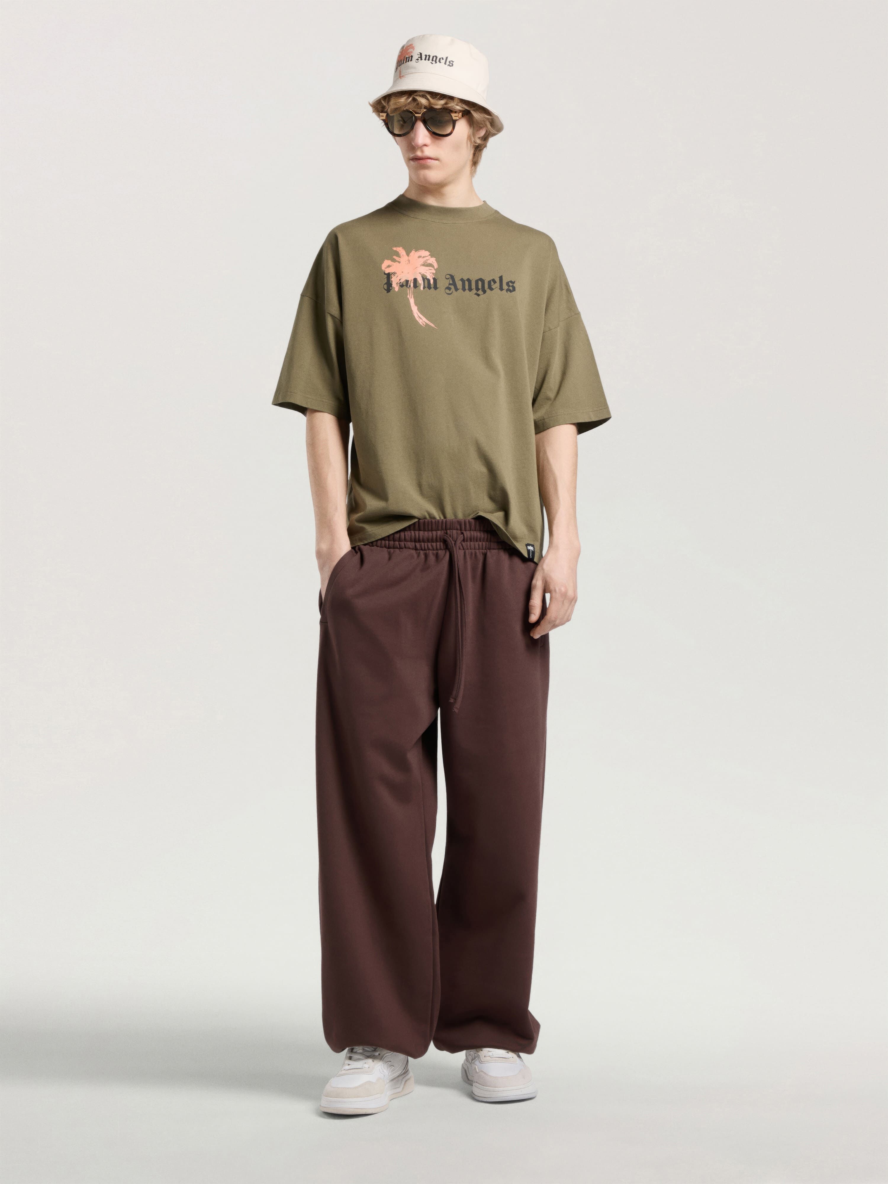 Palm Drift Loose T-Shirt PALM ANGELS Palm Drift Loose T-Shirt OLIVE GREEN - BLACK PAMAA03W26JR06