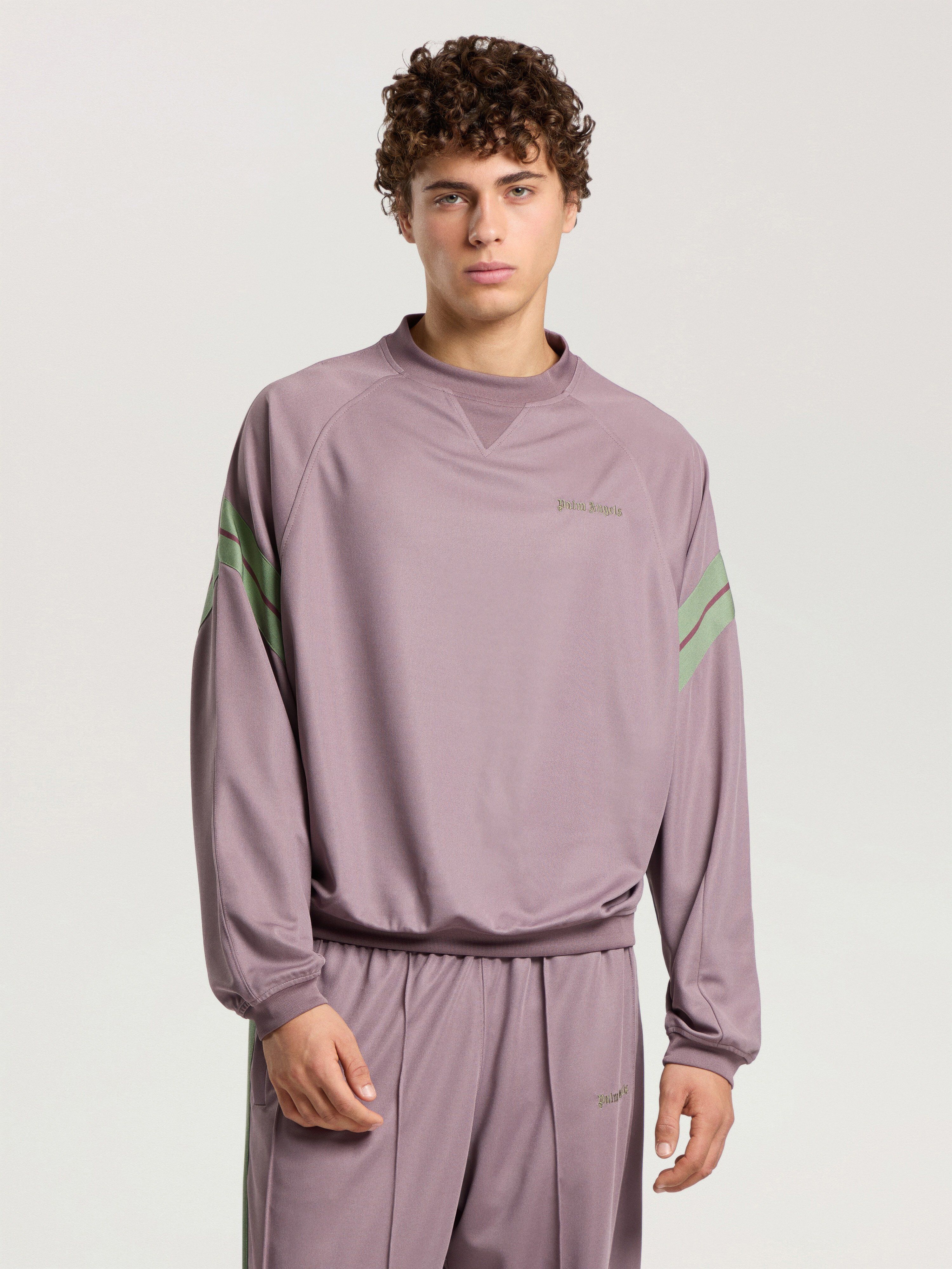 PALM ANGELS Urban Logo Track Crewneck MAUVE - SAGE PAMBF01F26FB01