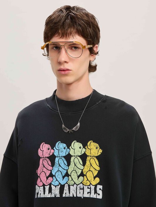 PALM ANGELS  Multicolor Bear crewneck sweatshirt NERO - MULTICOLOREE PMBA026S25FLE004