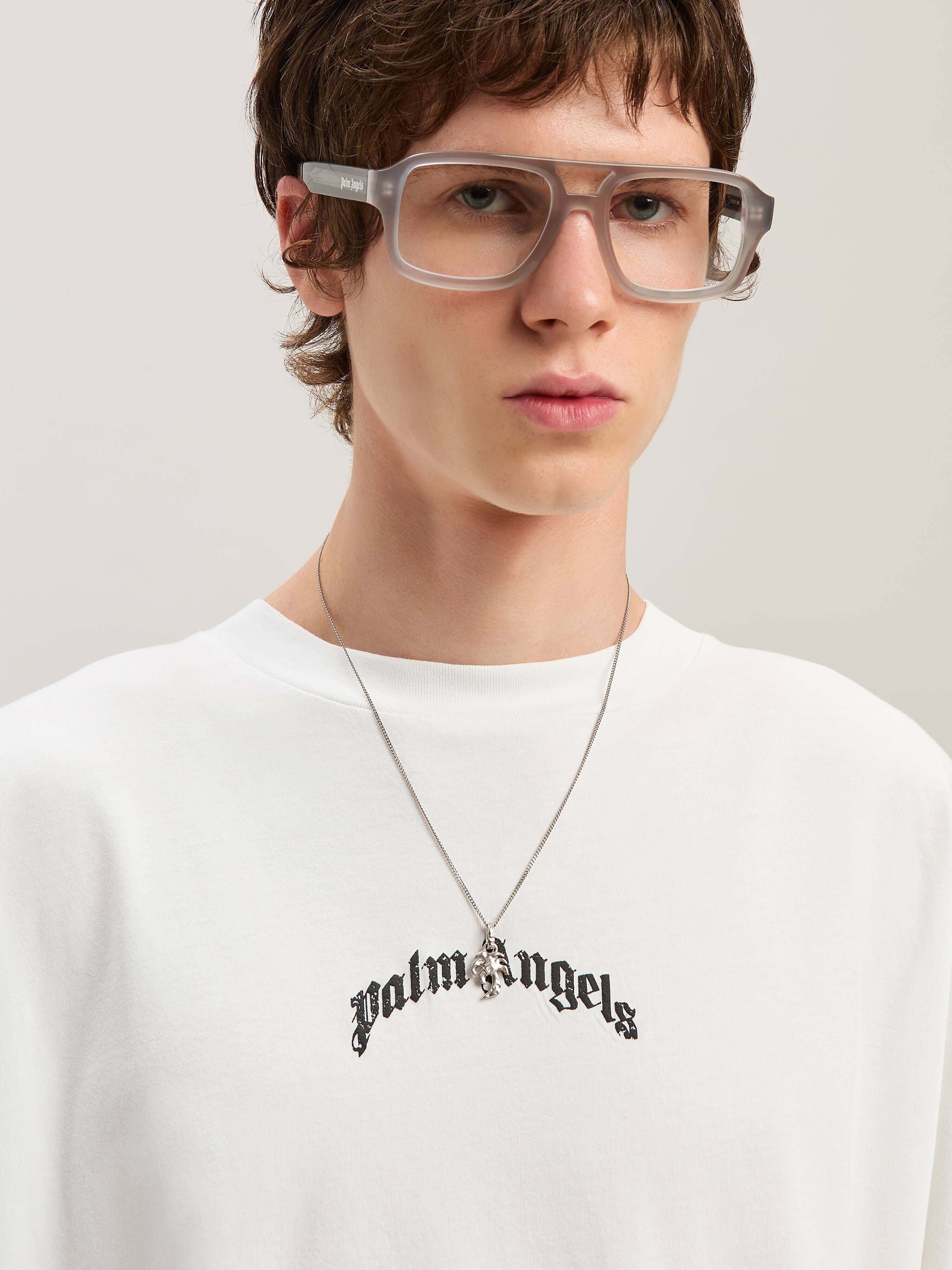 PALM ANGELS Curved logo Oversize T-shirt OFF WHITE - NERO PMAA002S25JER001