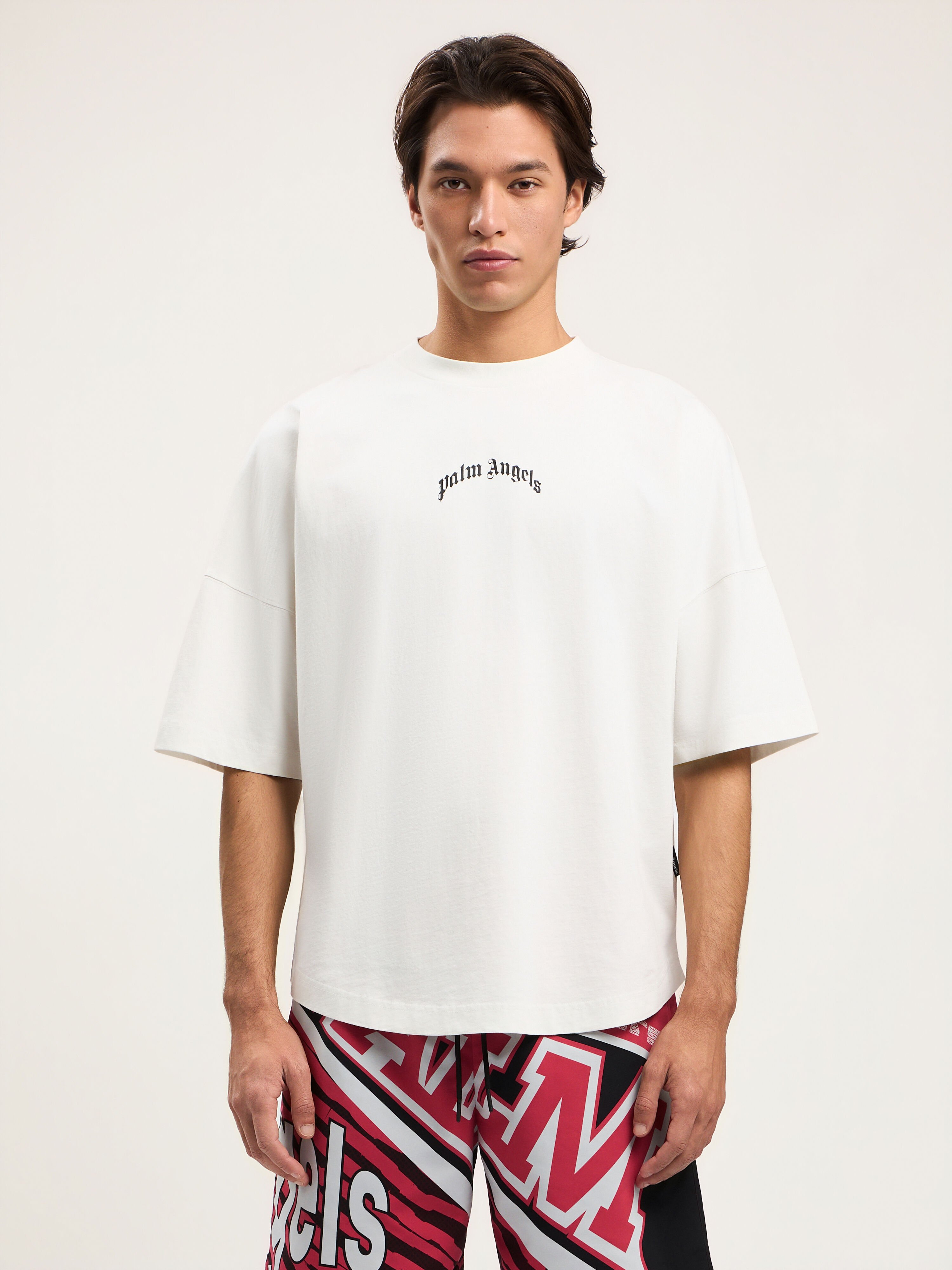 Classic Logo Over T-Shirt in OFF WHITE BLACK for Men | Palm Angels®