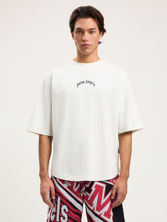 PALM ANGELS Classic Logo Over T-Shirt OFF WHITE BLACK PMAA10BS26JER007