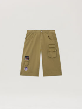 PALM ANGELS Military Patch Bermuda Shorts ARMY GREEN - MULTICOLOR PMCB05AF25FAB001