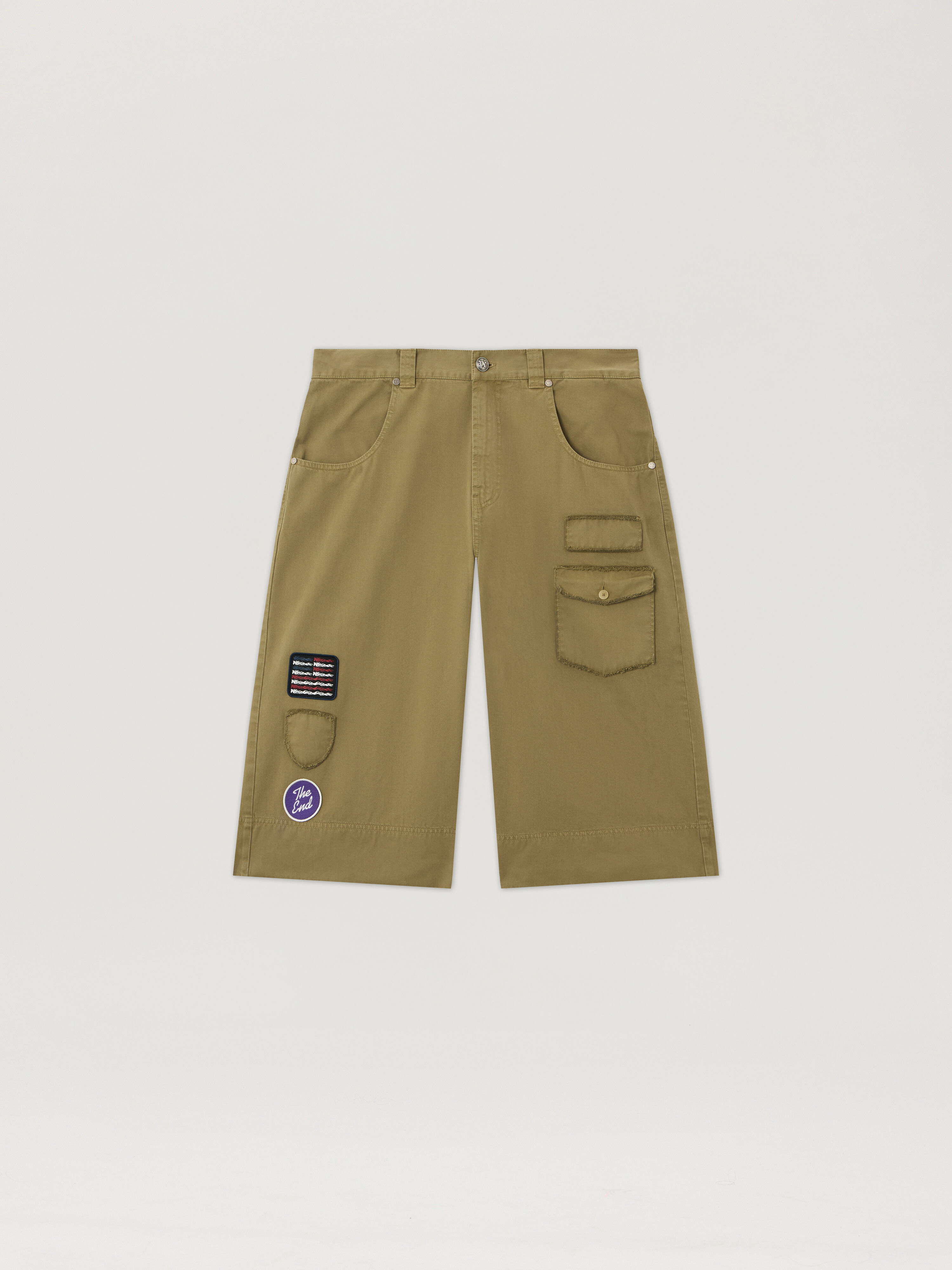 Military Patch Bermuda Shorts PALM ANGELS Military Patch Bermuda Shorts ARMY GREEN - MULTICOLOR PMCB05AF25FAB001