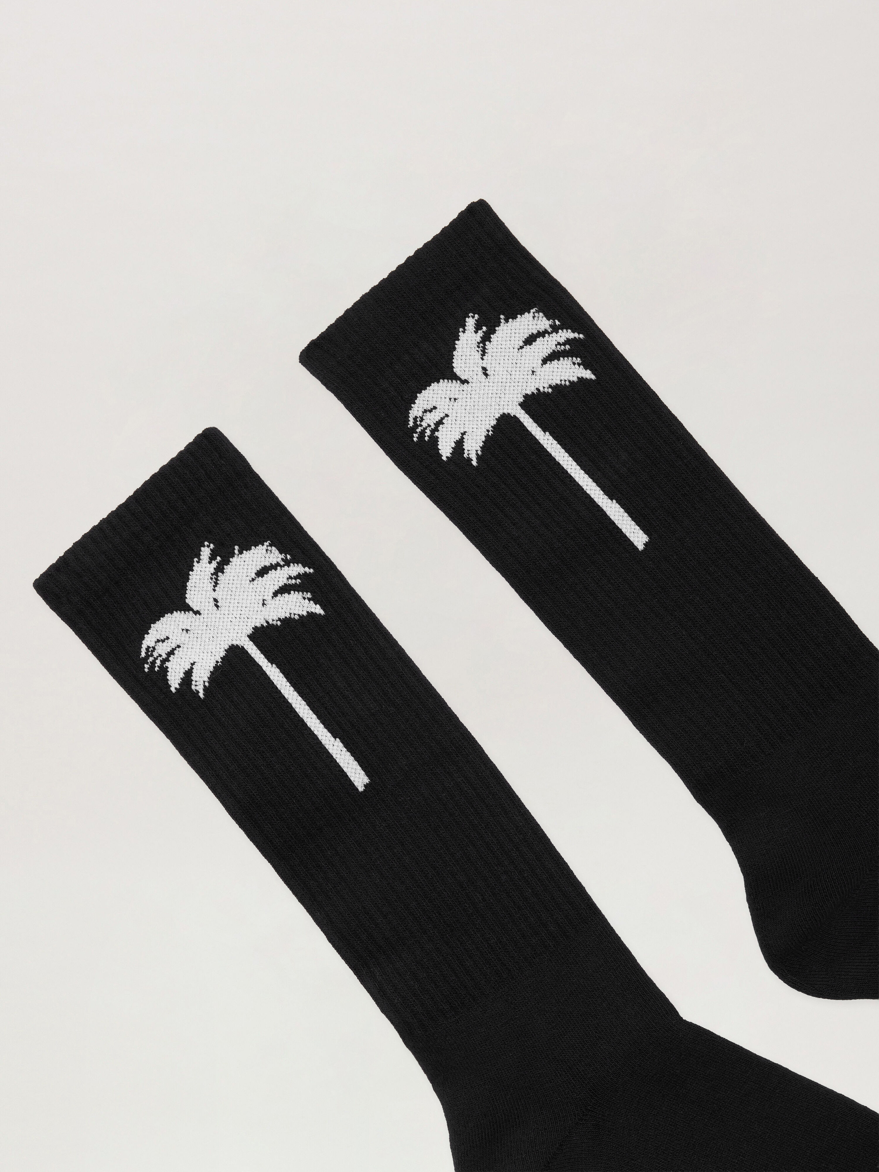 PALM ANGELS Palm Tree Logo Socks BLACK WHITE PMRA001C99FAB003