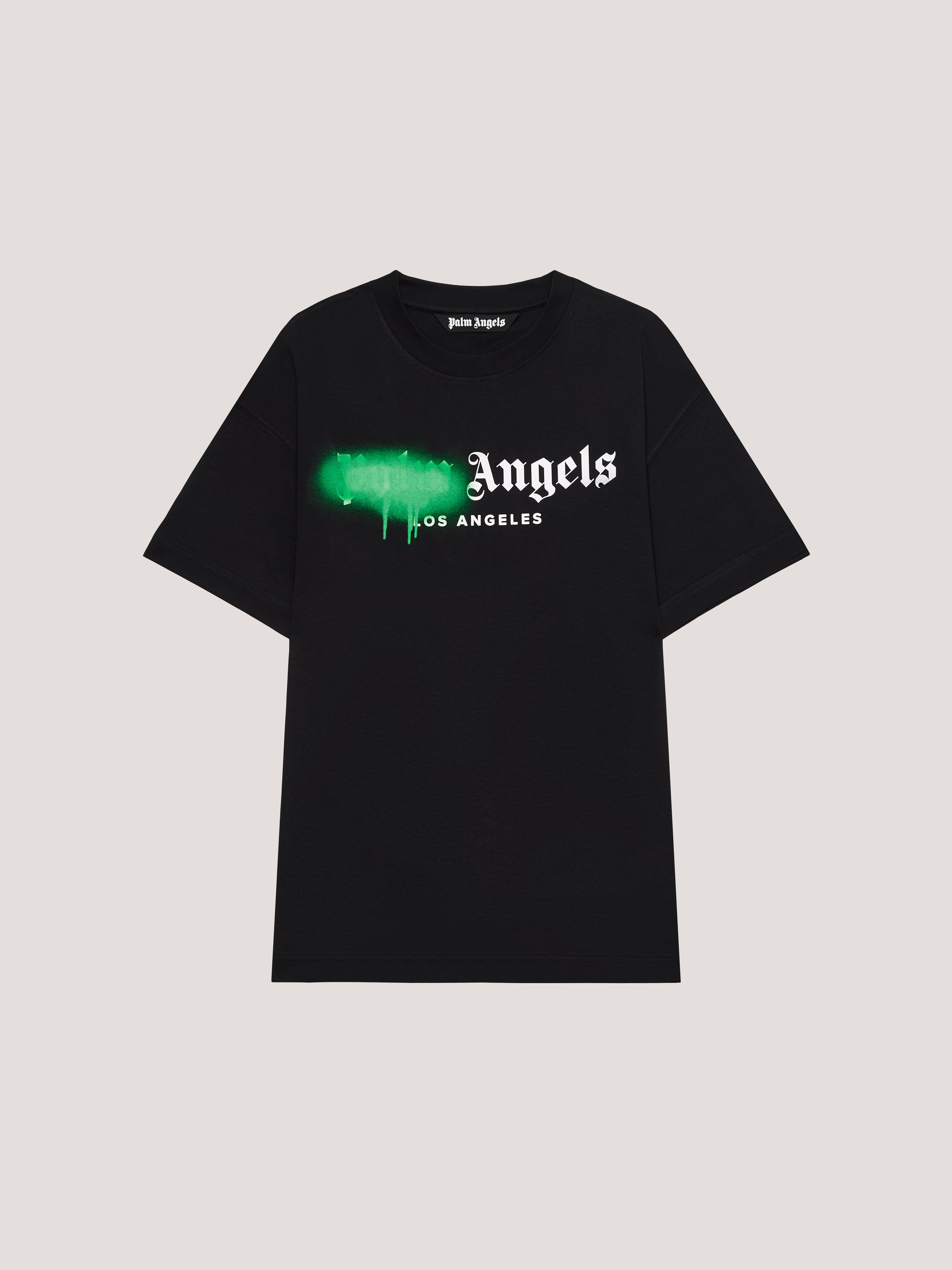 PALM ANGELS Spray LA T-Shirt Black/Green PMAA109T26JER001