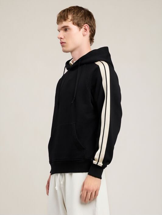 PALM ANGELS Back Curved Logo Track Hoodie BLACK OFF WHITE PMBB17QS26FLE001