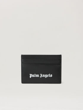 PALM ANGELS Classic Logo Card Holder BLACK OFF WHITE PWND015S26LEA001