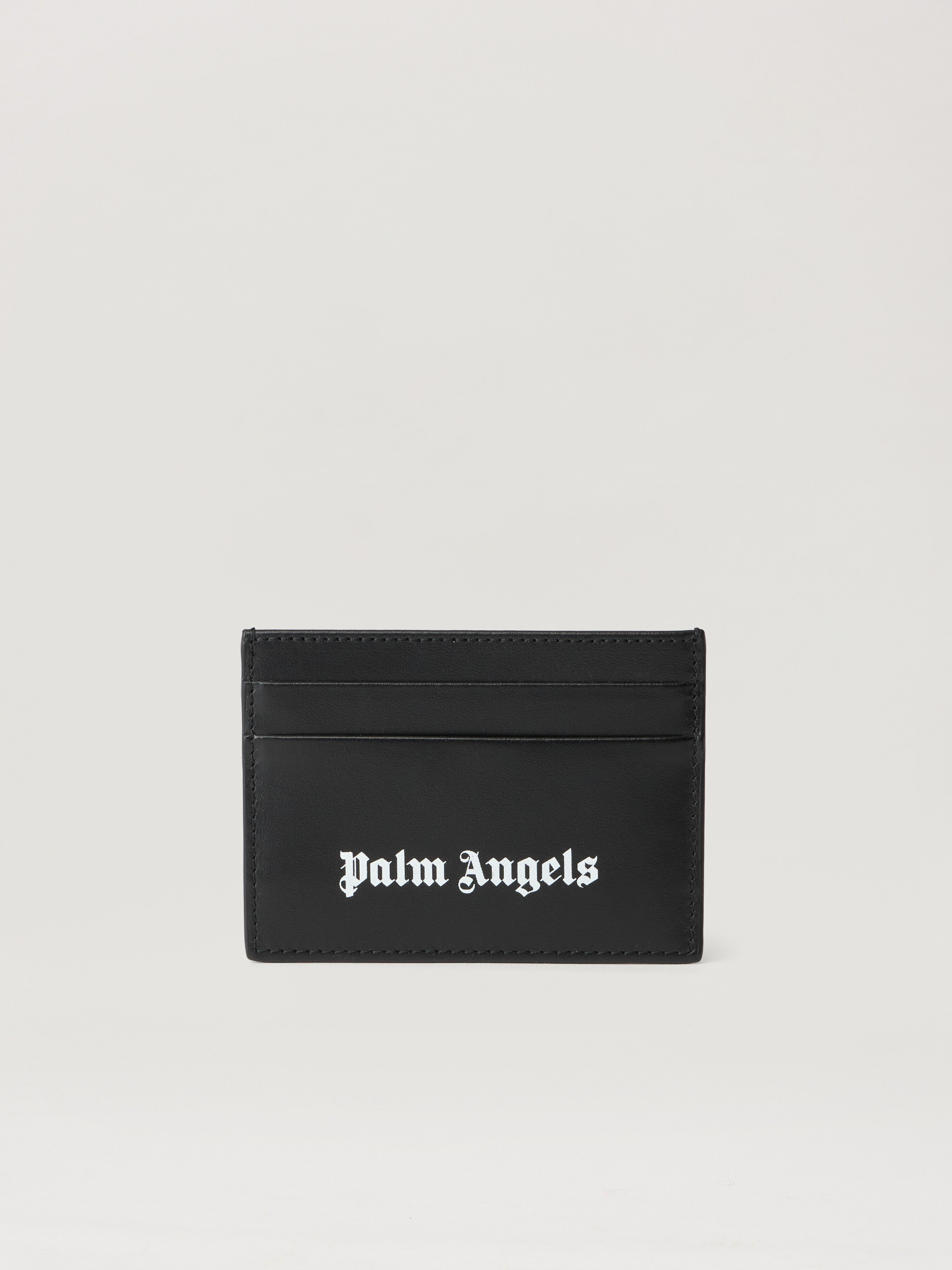PALM ANGELS Classic Logo Card Holder BLACK OFF WHITE PWND015S26LEA001