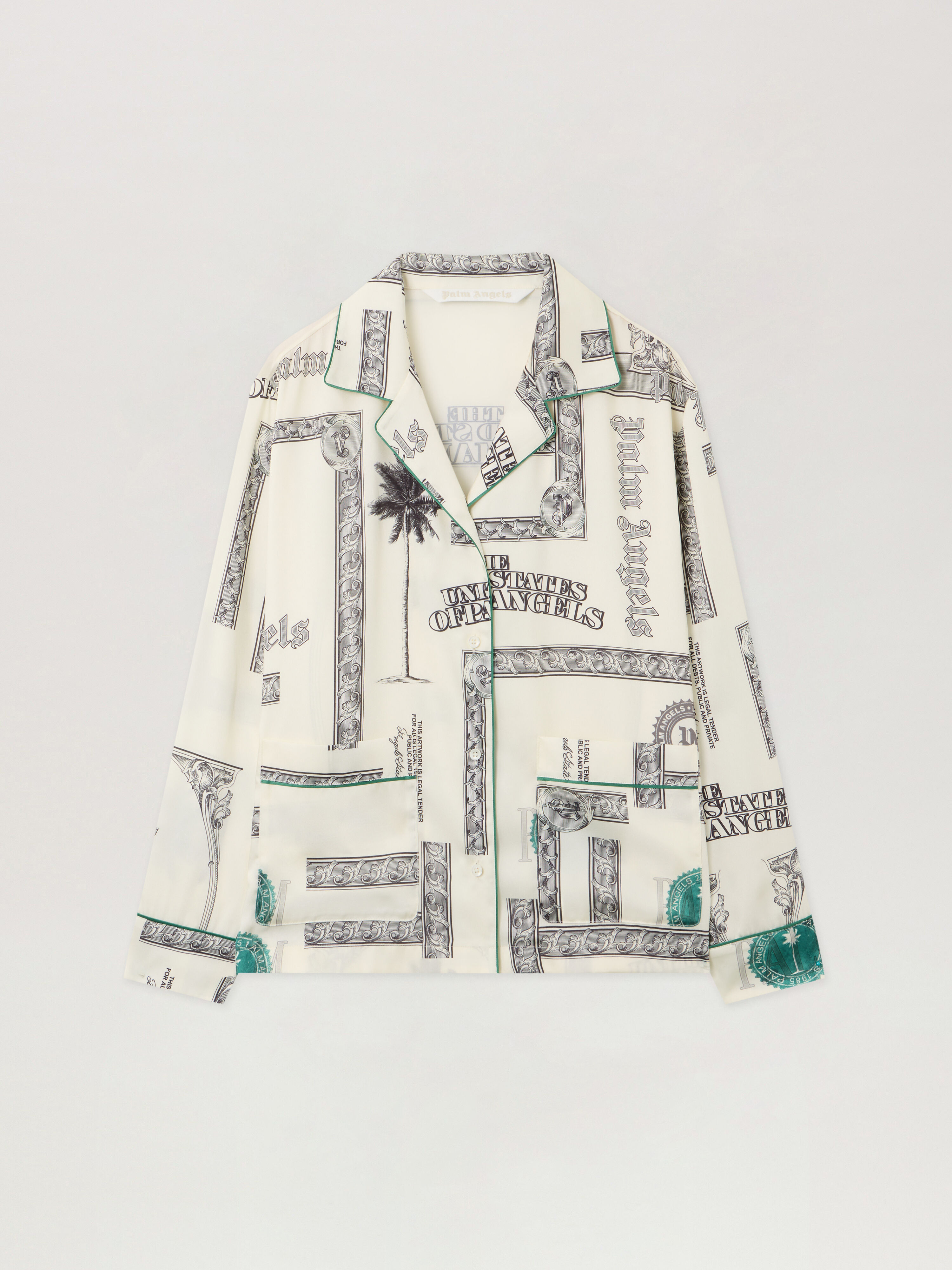 Dollar Print Pajama Shirt PALM ANGELS Dollar Print Pajama Shirt IVORY - BLACK PWGE025F25FAB001