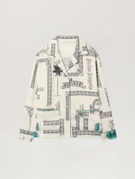 Dollar Print Pajama Shirt PALM ANGELS Dollar Print Pajama Shirt IVORY - BLACK PWGE025F25FAB001