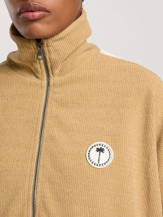 Palm Tree Chenille Track Jacket PALM ANGELS Palm Tree Chenille Track Jacket KAKI - OFF WHITE PAWBD04W26FB01