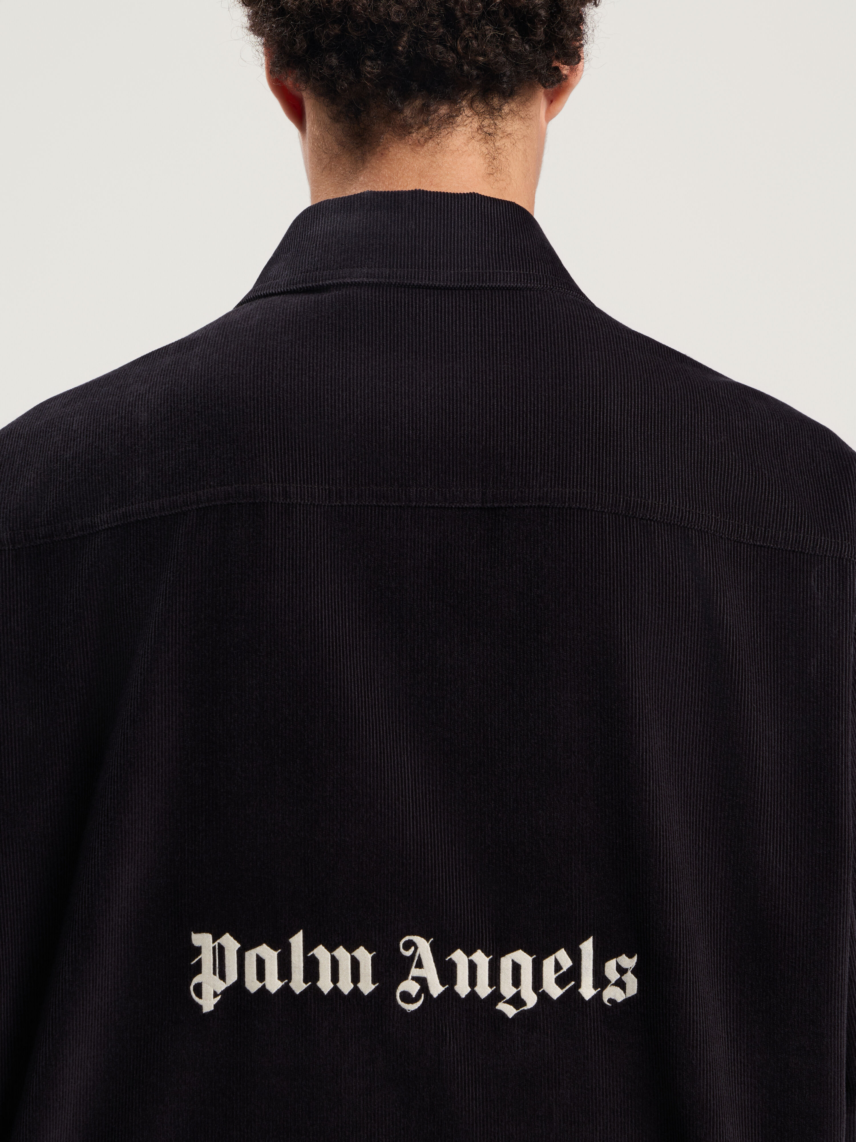 PALM ANGELS Classic Logo Cord Overshirt ANTHRACITE - OFF WHITE PMES024F25FAB001