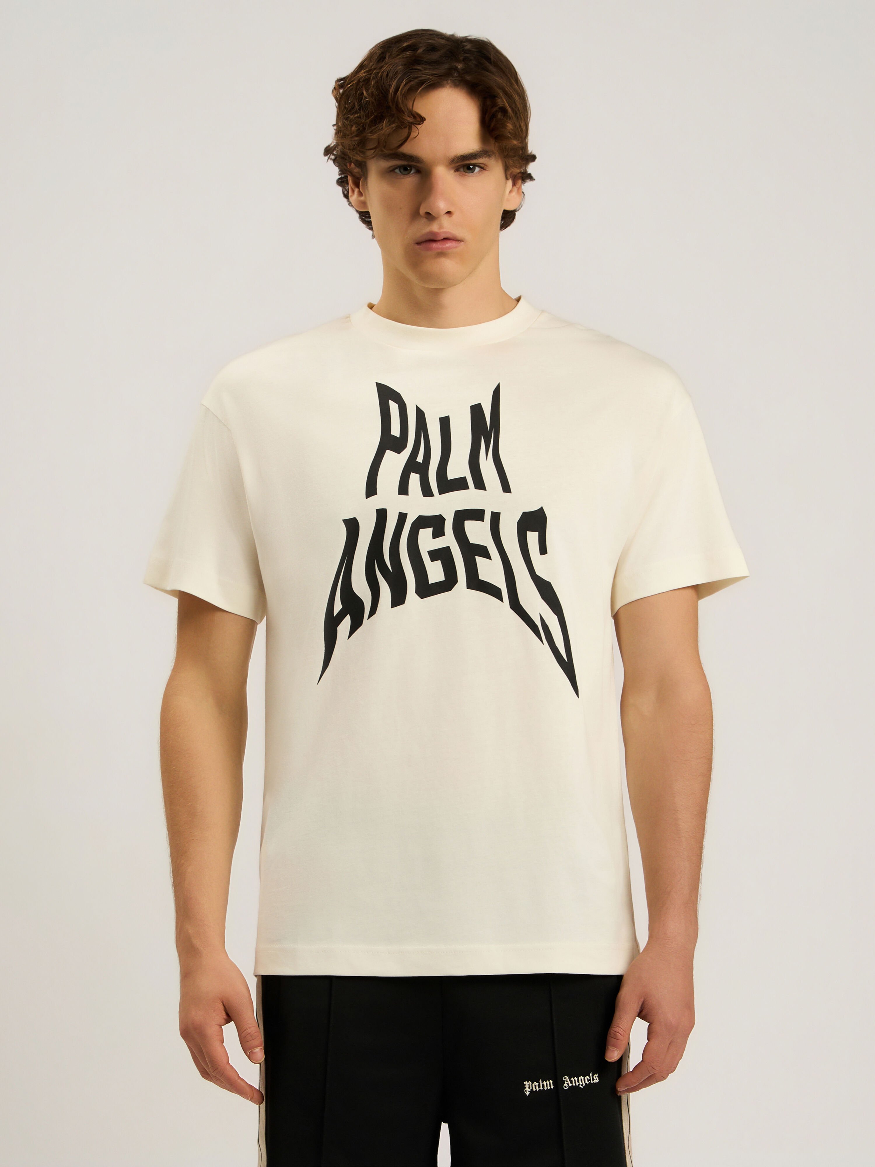 Palm Distorted Regular T-Shirt PALM ANGELS Palm Distorted Regular T-Shirt OFF WHITE - BLACK PAMAA01F26JR16