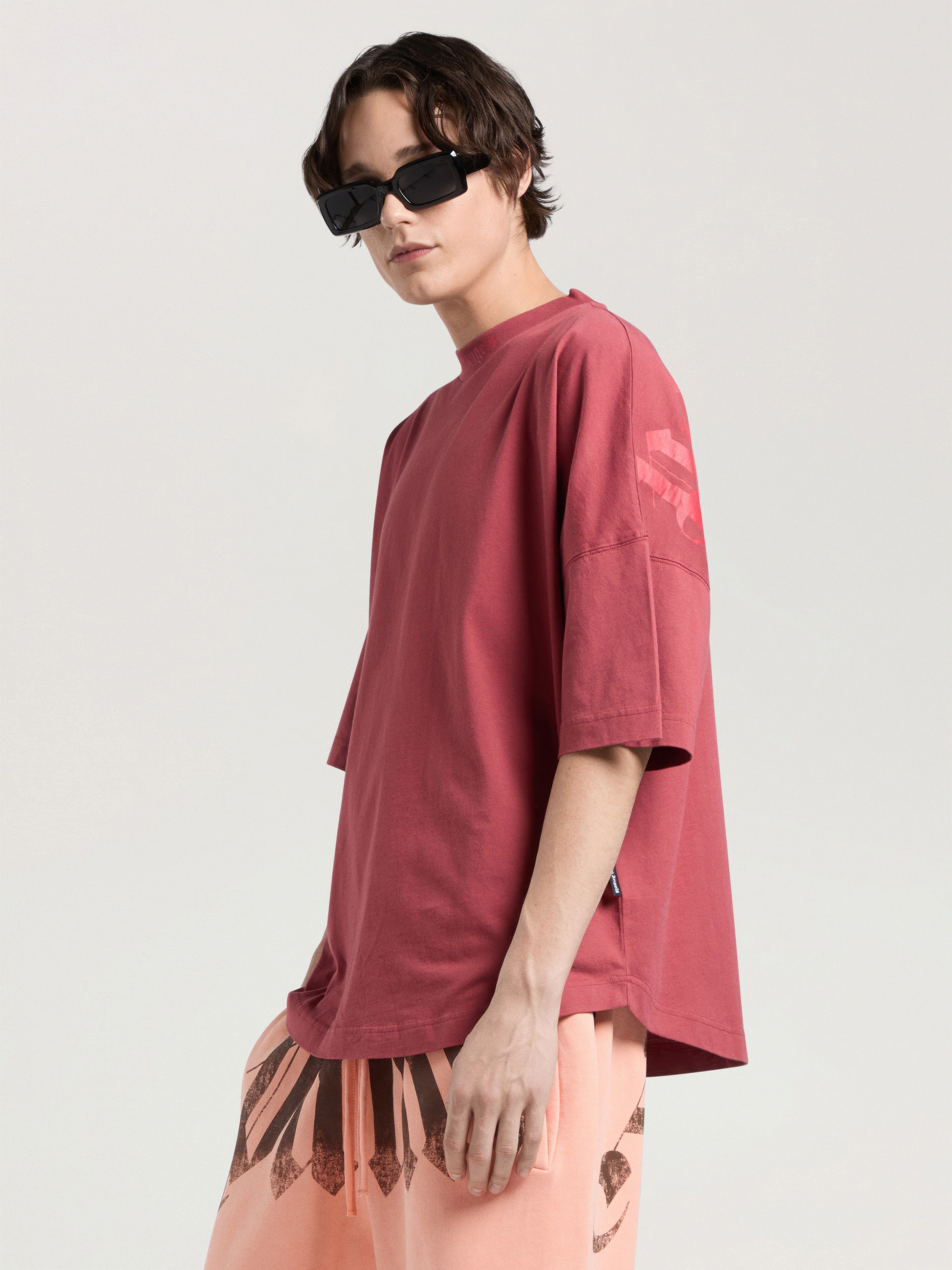Classic Logo Oversized T-Shirt PALM ANGELS Classic Logo Oversized T-Shirt BRICK RED - RED PAMAA05F26JR02