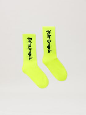 PALM ANGELS  Socks with logo YELLOW FLUO BLACK PBRA005S25KNI001